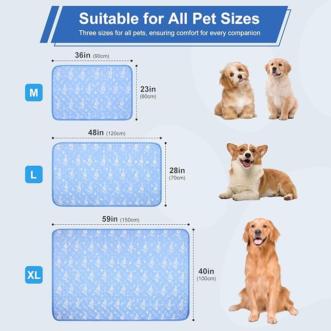 MH MYLUNE HOME Dog Cooling Mat 48x28 Inch - Double-Sided Cooling & Warm, Cool-Chill Cool Fiber, Endothermic Color Changing Pet Pad for Large Dogs, Foldable & Washable Summer Blanket
