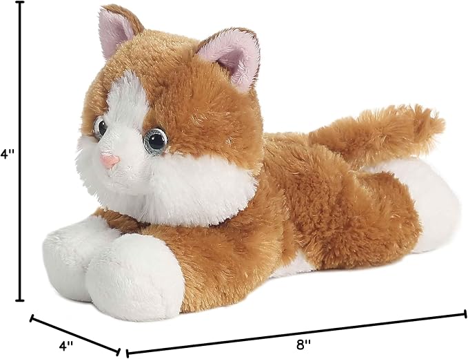 Aurora® Adorable Mini Flopsie™ Sunshine Tabby™ Stuffed Animal - Mini Companions Ready for Playful Adventures - for Kids All Ages, Toddlers, Adults, and Families - Brown 8 Inches