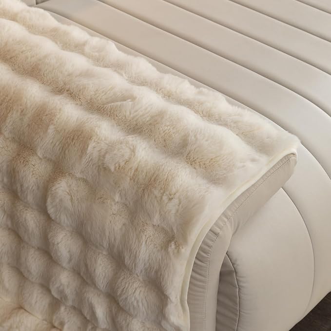 Faux Fur Couch Cover, Soft Warm Plush Sofa Couch Cover, Non Slip Sectional Sofa Slipcovers, Washable Furniture Protector for Kids, Dogs, L Shaped Armrest Backrest Cover(White, 28"x 28")