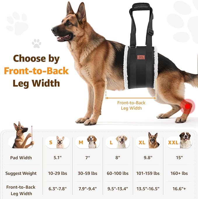 Adjustable Dog Lift Harness, Dog Sling for Large Dogs Lift Support and Rehab Harness for Weak Rear Legs, Soft Hind Leg Support Helps Senior, Injured,Disabled and After ACL Surgery Dogs(Black,X-Large)