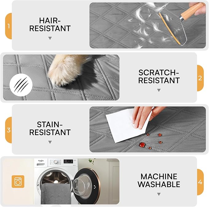 Luciphia 100% Waterproof Couch Cover Blanket for Dogs Anti-Slip Pet Couch Protector Sofa Mat Puppy Cat Blanket with Non-Slip Bottom, Light Grey, 82x120 Inch