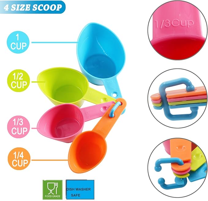 HINMAY Pet Food Scoops Plastic Measuring Cups Set for Dog Cat and Bird Food (Random Color)