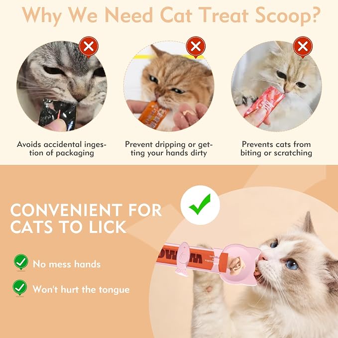 WRW 3 Pcs Cat Treat Spoon, Lickable Cat Treat Spoon Squeeze for Small Pets, Multi-Function Cats Treat Feeder for Licky Treats & Wet Food