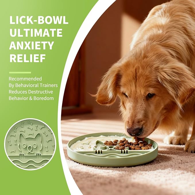 Slow Feeder Dog Bowl for Small Medium Dogs & Cats, 7.5 Inch Non Slip Slow Bowl with 37 Suction Cups, Anti-Choking Food Grade Silicone Slow Eating Bowl