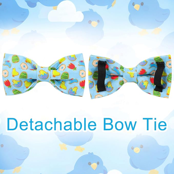 Easter Dog Collar with Bow Tie, Cotton Bunny Bowtie for Large Girl Boy Dog, Cute Rabbit Pet Collar with Metal Buckle, Gift, XS