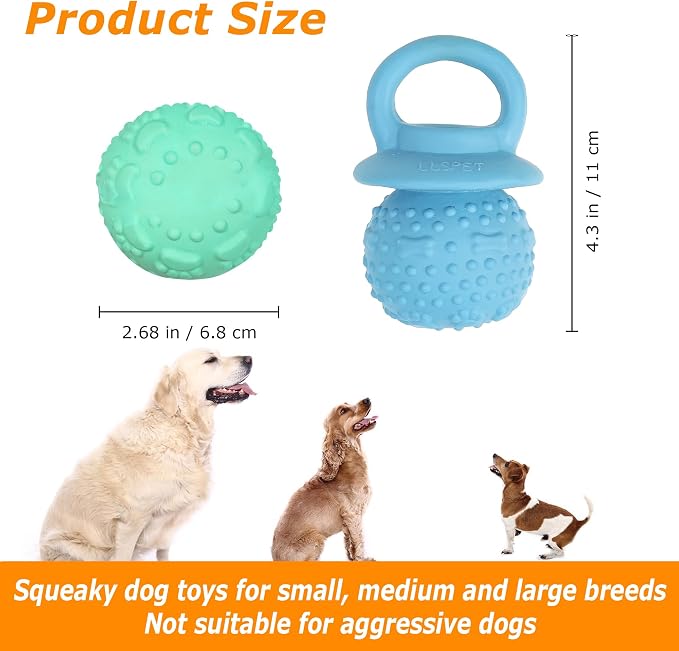 Latex Chew Dog Toys, Novelty Squeaky Pacifier Dog Toys for Teething Puppies, Mild Chewing Small, Medium, Large Dogs, Pet Dogs Supplies Newborn Puppy Gift (2 Pcs, Blue+Green)