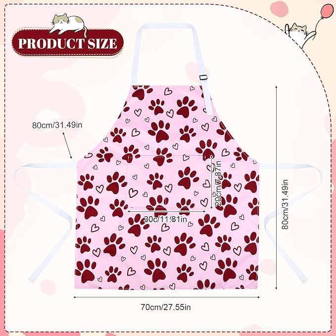 Dog Grooming Waterproof Apron with 2 Pockets, Cute Animals Puppy Dog Pets Apron