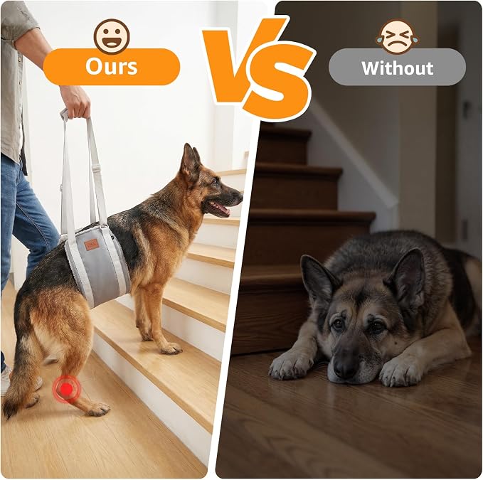 Adjustable Dog Lift Harness Dog Sling for Large Dogs Hind Leg Support Soft Lift Support for Weak Rear Legs, Helps Senior, Injured, Disabled, After ACL Surgery Dogs (Grey&Grey, X-Large)