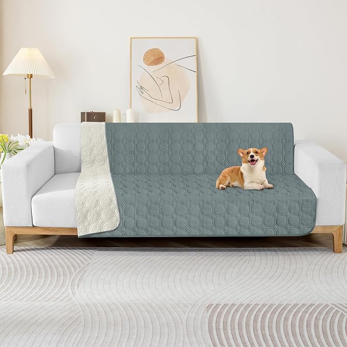 ZNSAYOTX Ultimate Cozy Blankets (68"x82") 100% Waterproof Bed Mat Blanket for Dog Pets, Couch Sofa Protector with Non-Slip Back Washable Durable, Pee Scratch Proof Easy to Clean (Dark Grey)