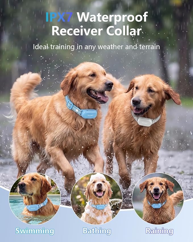 PATPET Shock Collar for Dogs(10-120lbs), 4000ft Rechargeable IPX7 Waterproof Training Collar with Remote for 2 Dogs- Electric Dog Collar for Small Medium Large Dogs 2 Packs