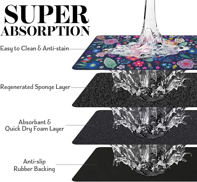 Dog Food Mats for Floors, Absorbent Dog Bowl Mat for Food and Water Dispenser, Quick Dry Cat Food Mat Pet Supplies