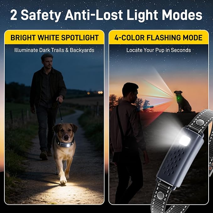 Shock Collar for Dogs - 4500FT Dog Training Collar with Remote, Waterproof e Collar with Flashlight, 4 Training Modes, Keypad Lock, Rechargeable Dog Shock Collar for Small Medium Large Dogs