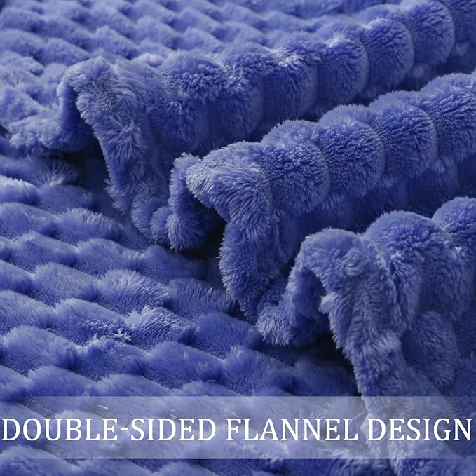 Exclusivo Mezcla Fleece Twin Blanket for Bed, Extra Large Fuzzy Cobalt Blue Bed Blankets, Soft Cozy Plush Sofa Throws for All Seasons, 60x80 Inches