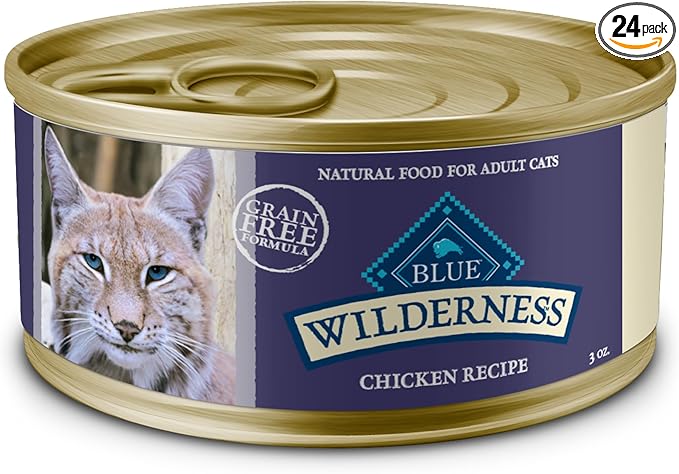Blue Buffalo Wilderness High-Protein, Grain-Free Natural Wet Food for Adult Cats, Chicken Paté, 3-oz, 24-Pack