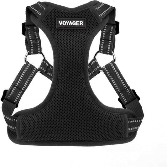 Best Pet Supplies Voyager Adjustable Step-in Flex Breathable Mesh Dog Harness for Small Medium Large Dogs (Black), M