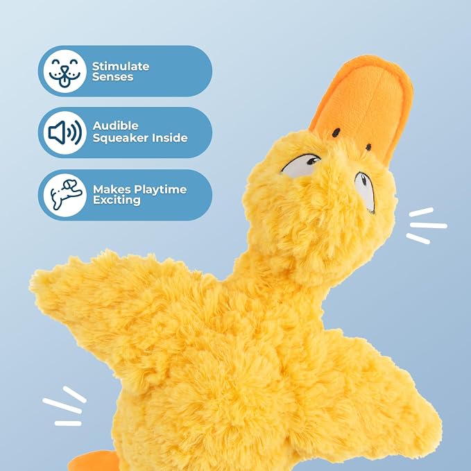 Best Pet Supplies Interactive Squeaky Dog Chew Toy, Ideal Dog Toys for Chewers, Small, Medium & Large Dogs, and Fetch Lovers - Ducky Doodle (Yellow), Large