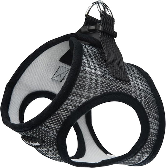 Bark Appeal Black Plaid Step-in Dog Harness for XS to Small Sized Pets – Updated Sizing, Re-Measuring is Essential – Soft Vest Harness – Anti-Choke with Adjustable Strap & Heavy Duty Clip – S