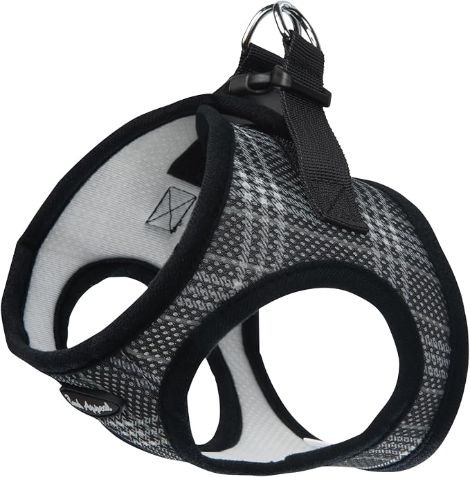 Bark Appeal Black Plaid Step-in Dog Harness for Medium to Large Sized Pets – Updated Sizing, Re-Measuring is Essential – Soft Vest Harness – Anti-Choke with Adjustable Strap & Heavy Duty Clip – L