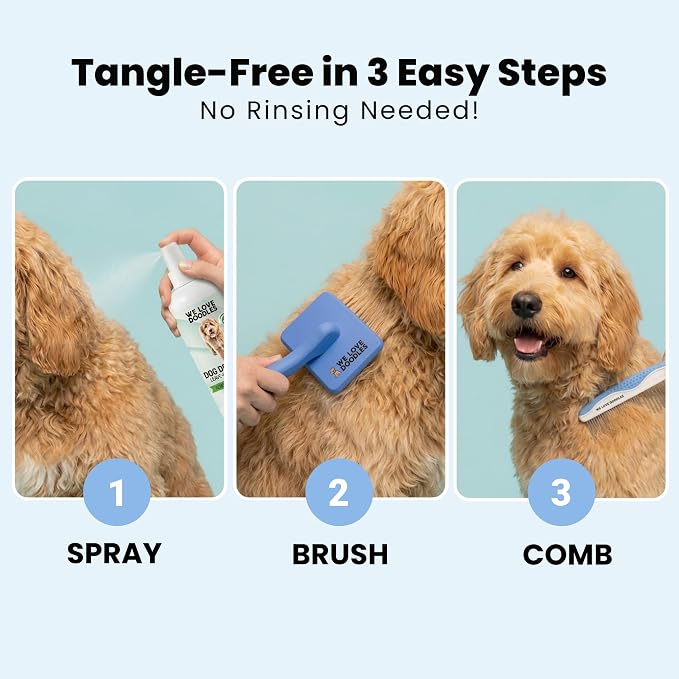 Dog Shampoo and Conditioner & Detangler - Best Goldendoodles, Poodles & Doodle Shampoo for Smelly Dogs, Sensitive Skin Puppy Shampoo, Goldendoodle Must Haves (Shampoo & Detangler (Mango))