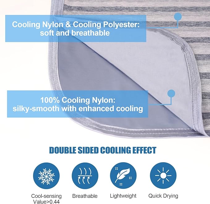 Ailemei Direct Cooling Blanket for Hot Sleepers, Double Sided Cold Effect, Queen Size Lightweight Breathable Summer Large Big Blankets for Bed, Transfer Heat to Keep Body Cool Night Sweats, 90"x90"