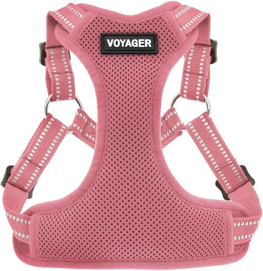 Best Pet Supplies Voyager Adjustable Step-in Flex Breathable Mesh Dog Harness for Small Medium Large Dogs (Pink), XS