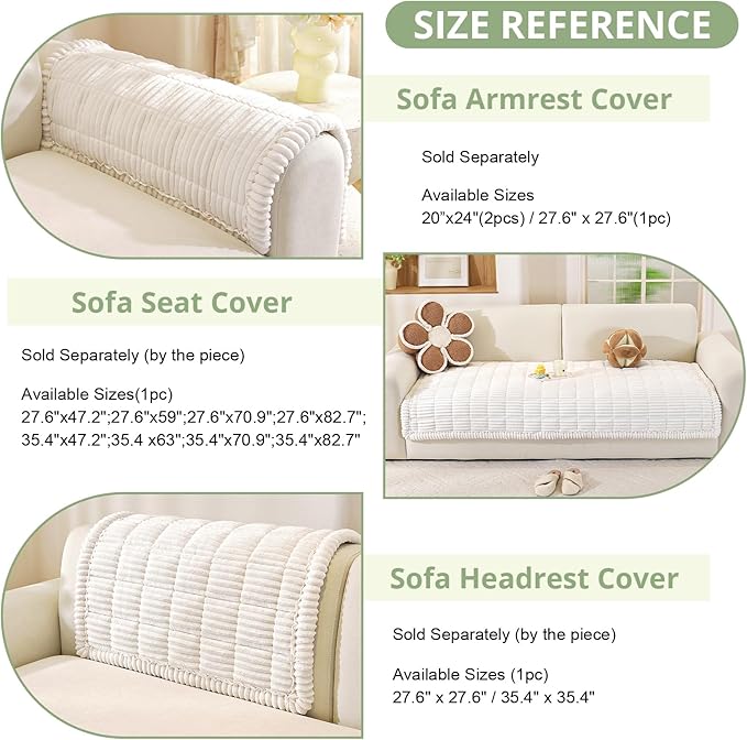 OstepDecor Couch Cover for Dogs, Washable Non Slip Sofa Cover for Pets, Soft Couch Covers for Sofa, Loveseat and Sectional, Furniture Protector Against Pet Hair & Scratches (35.4" x 82.7", White)