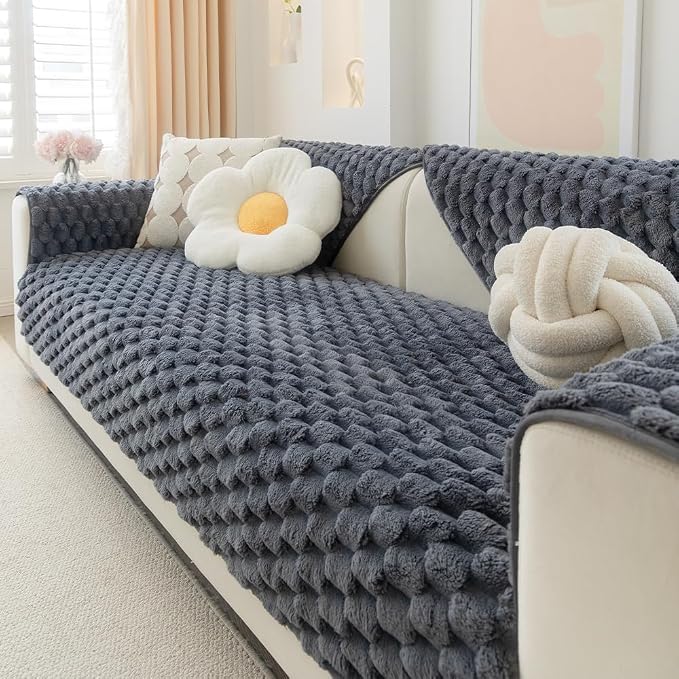 Awjcsv Couch Cover for Dogs Washable, Waterproof Couch Covers for 3 Cushion Couch Sofa Pet Friendly, Soft and Anti Slip (Gray, 1pc/36"x 71")