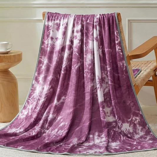 Guohaoi Cooling Throw Blanket for Hot Sleepers, Queen Size 90''×90'' Lightweight Breathable Summer Bed Blanket for Couch, Arc-Chill Q-Max >0.5 Cool Fiber,Lightweight Tie Dye Blanket Purple