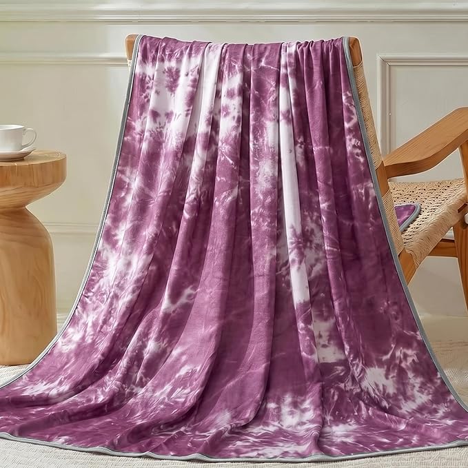Guohaoi Cooling Throw Blanket for Hot Sleepers, Full Size 80''×90'' Lightweight Breathable Summer Bed Blanket for Couch, Arc-Chill Q-Max >0.5 Cool Fiber,Lightweight Tie Dye Blanket Purple