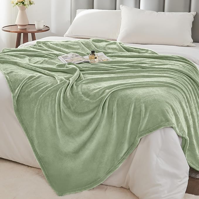 BEDELITE Fleece Blanket Twin Size Sage Grey Green Throw Blankets for Couch & Bed, Luxury Plush Cozy Fuzzy Blanket 60x80 inches, Super Soft Warm Lightweight Throw Blanket for Travel Camping