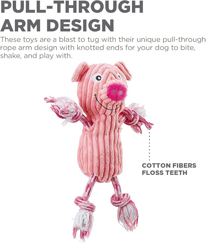 Outward Hound Ranch Roperz Pig Plush Squeaky Dog Toy