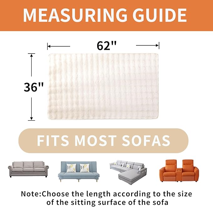 Waterproof Dog Bed Cover Non Slip Couch Covers for Dogs Washable Soft Faux Fur Sofa Cover Couch Covers for 3 Cushion Couch Sofa Pet Friendly (Off White)