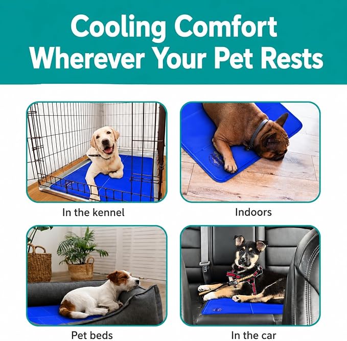 Arf Pets Dog Cooling Mat 27” x 43” Pad for Kennels, Crates and Beds, Non-Toxic, Durable Solid Self-Cooling Gel Material. No Refrigeration or Electricity Needed