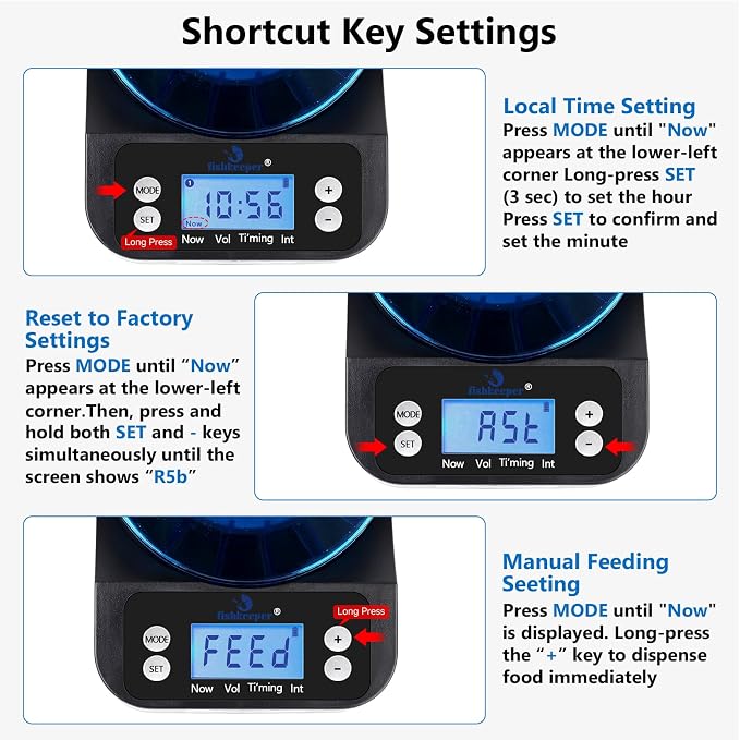 fishkeeper Automatic Fish Feeder for Aquarium - 2025 Upgraded Rechargeable and Precision Fish Feeder Auto Dispenser for Betta Fish & Turtle, Moisture & Proof Vacation Self Feeding(Memory Function)