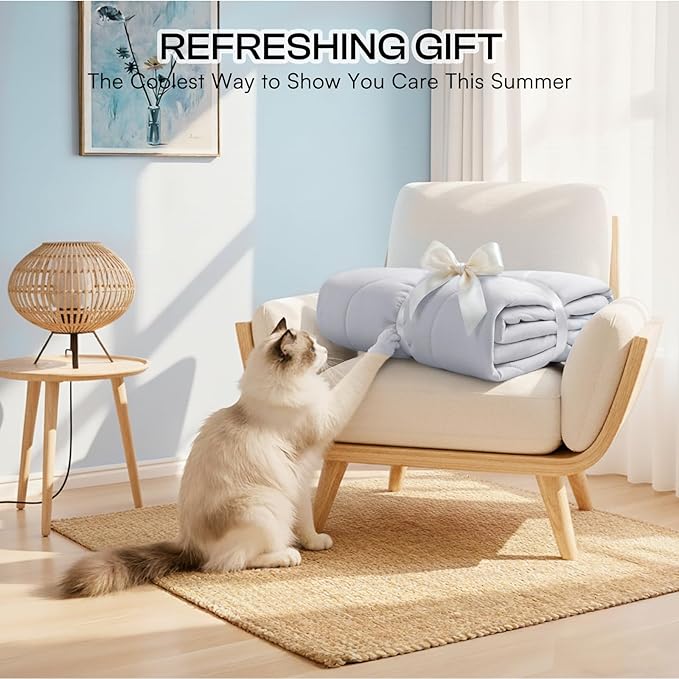 Luciphia Premium Cooling Dog Blanket Washable Q-MAX>0.5 Small Medium Large Pet Mat Puppy Cat Self-Cooling Soft Breathable Calming Throw for Sofa Crate Bed (Light Grey,29x40 inches)