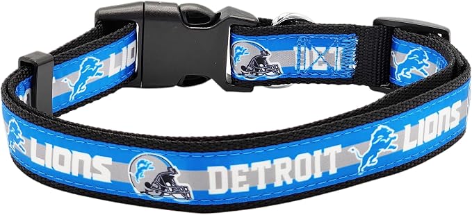 Pets First NFL Detroit Lions Licensed PET COLLAR, Large - Heavy-Duty, Strong, and Durable Dog Collar. Available in 31 Football Teams and 4 Sizes