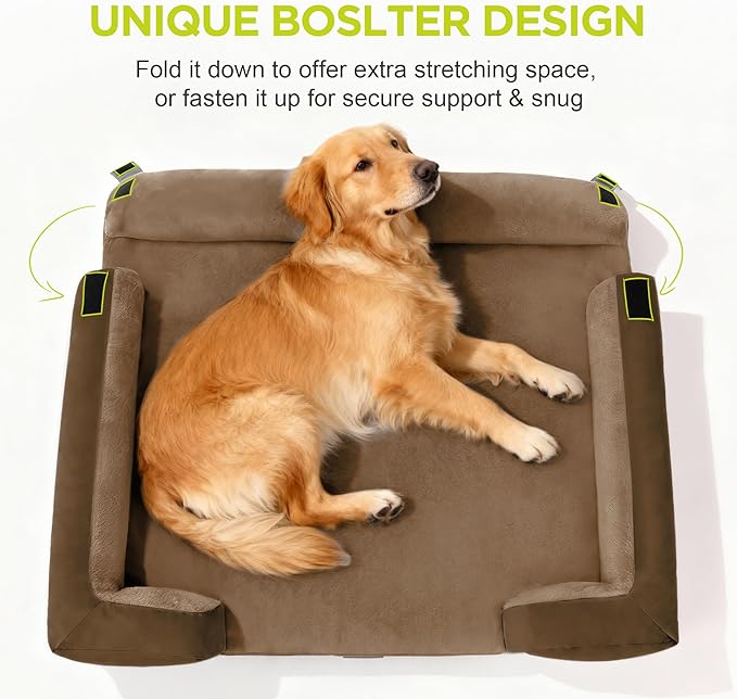 Dog Bed for Medium Large Size Dogs - Memory Foam Soft Pet Couch Sofa with Removable Cover Waterproof Bolster,30 x 20
