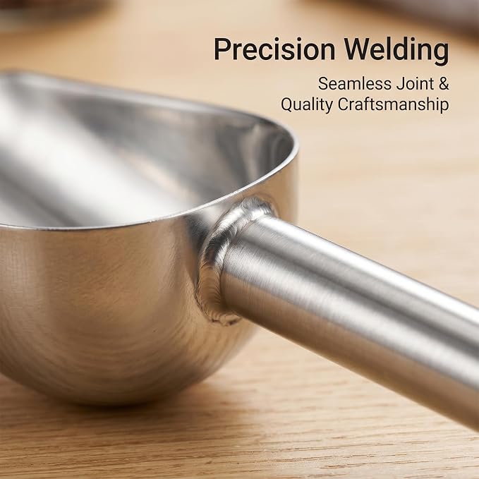 Stainless Steel Mini Ice Scoop, 6 oz, for Ice Buckets, Coffee Beans, Grains and Dry Goods, Compact Metal Scooper for Kitchen, Bar and Food Service
