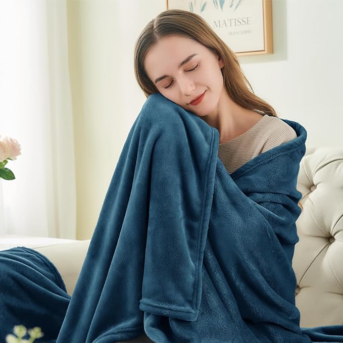BEDELITE Fleece Blanket Twin Size Mineral Blue Throw Blankets for Couch & Bed, Luxury Plush Cozy Fuzzy Blanket 60x80 inches, Super Soft Warm Lightweight Throw Blanket for Travel Camping