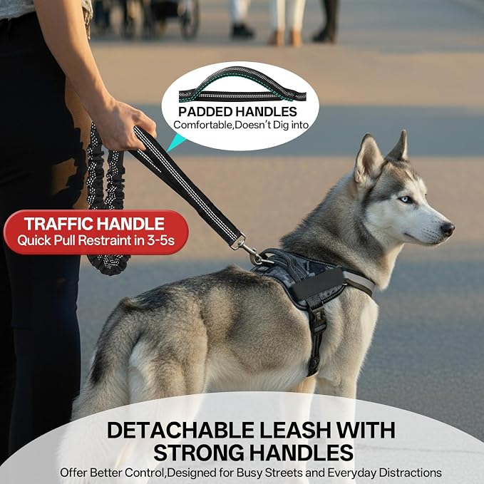 Hands Free Dog Leash, 240LB Heavy Duty Retractable with Partitioned Pouch Adjustable Waist Belt for Walking Running Jogging Hiking Biking Training for Medium/Large 25-120LBS Dog(Not for＜25LBS)