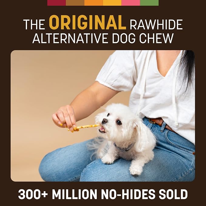 Earth Animal No Hide Stix - Long Lasting Rawhide Free Small Dog Chews Sticks, Peanut Butter - 80 Count Extra Value Pack