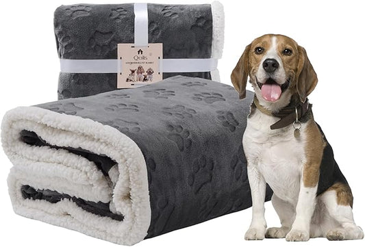 Qeils Waterproof Blanket for Bed, Dog Blankets for Large Dogs, Waterproof Cat Blanket Washable, Soft Sherpa Fleece Puppy Blanket, Reversible Throw Protector for Couch Car, 50"X60", Dark Grey
