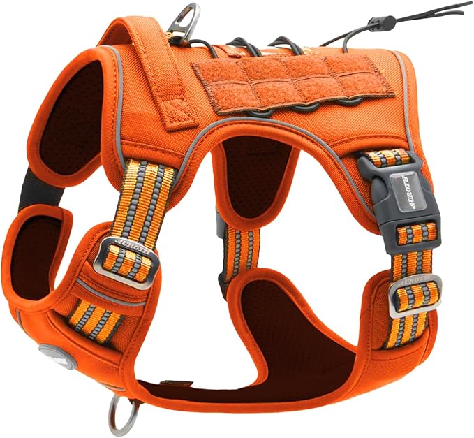 AUROTH Tactical Dog Harness for Large Dogs No Pull Adjustable Pet Harness Reflective K9 Working Training Easy Control Pet Vest Military Service Dog Harnesses Orange L