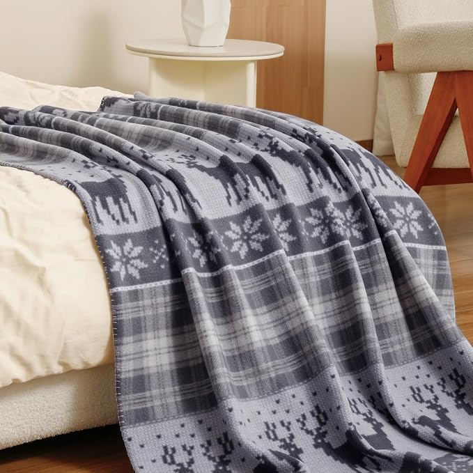CAI TENG Christmas Blankets Bulk 50 X 60 inch Fleece Throw Blanket 6 Pack Printed Blankets Christmas Decoration Small Throw Sofa Home Gift Grey