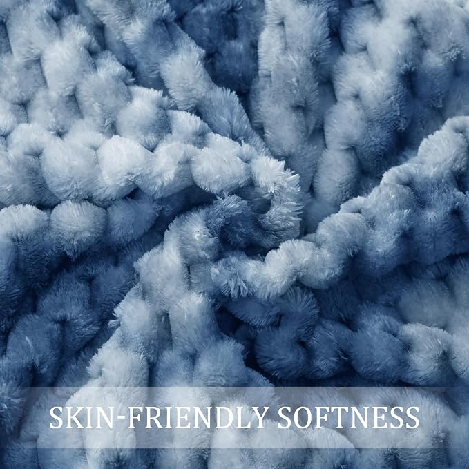 Exclusivo Mezcla Fleece Twin Blanket for Bed, Extra Large Fuzzy Tie-dye Stone Blue Bed Blankets, Soft Cozy Plush Sofa Throws for All Seasons, 90x66 Inches