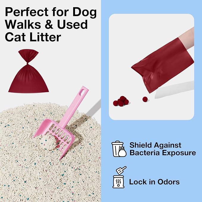 VETRESKA Dog Poop Bags, Leak Proof, Extra Thick and Large Pet Waste Bags for Dog Walking and Cat Litter, Rose & Amberwood Scented, 300 Bags