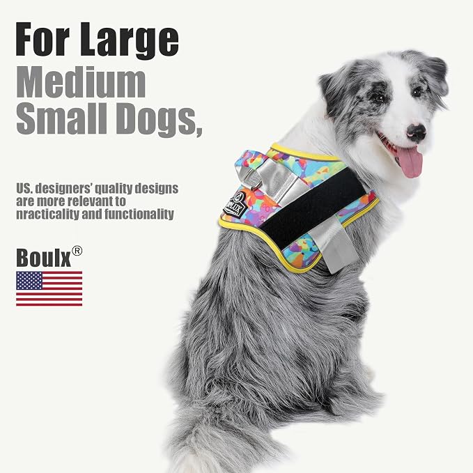 Dog Harness, No-Pull Reflective Dog Vest, Breathable Adjustable Pet Harness with Handle for Outdoor Walking - No More Pulling, Tugging or Choking (Medium (Pack of 1), Watercolour)