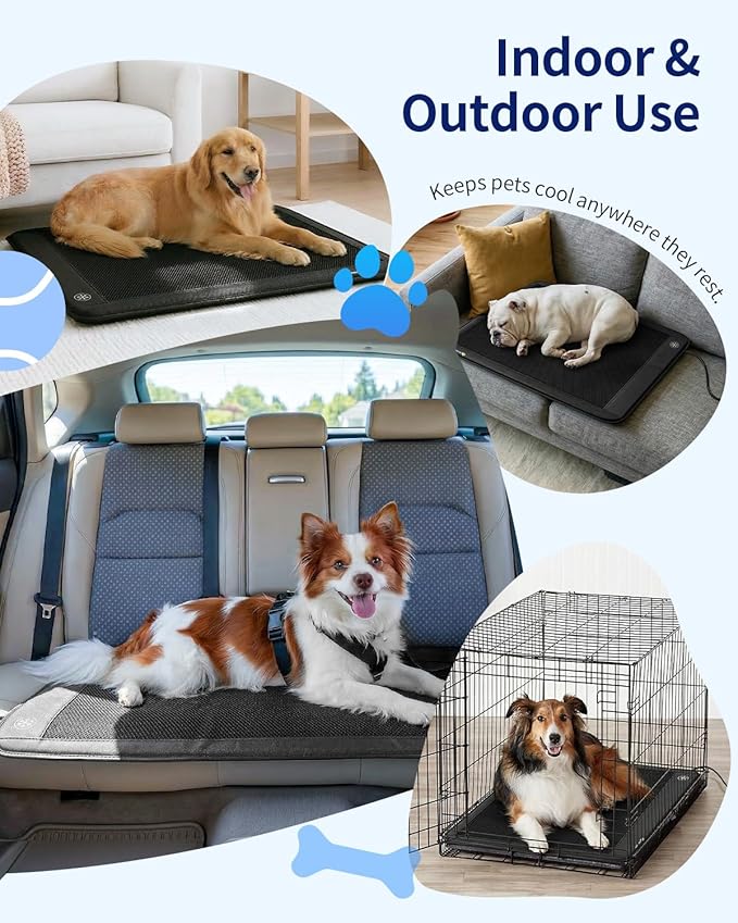 Electric Dog Cooling Mat, 30"x24" Pet Cooling Mat Indoor with Fan for Dogs and Cats, 3 Cooling Levels, Non-Slip Chill Pad for Dogs & Cats from 22–55 lbs, No Water or Refrigeration Needed