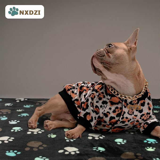 Dog Blankets for Medium Large Dogs, 3 Pack Dog Blanket Washable 41" x 31", Fuzzy Soft Pet Mat Throw Cover for Kennel Crate Bed, Cute Paw Pattern, Cat Blanket, Blankets for Dogs, Pet Blanket