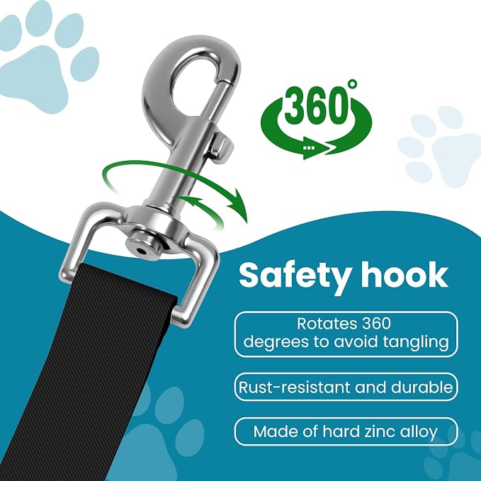 Adjustable pet cat and Dog car seat Belt，The Lanyard is Flexible and Adjustable from 20 to 33 inches(Black)
